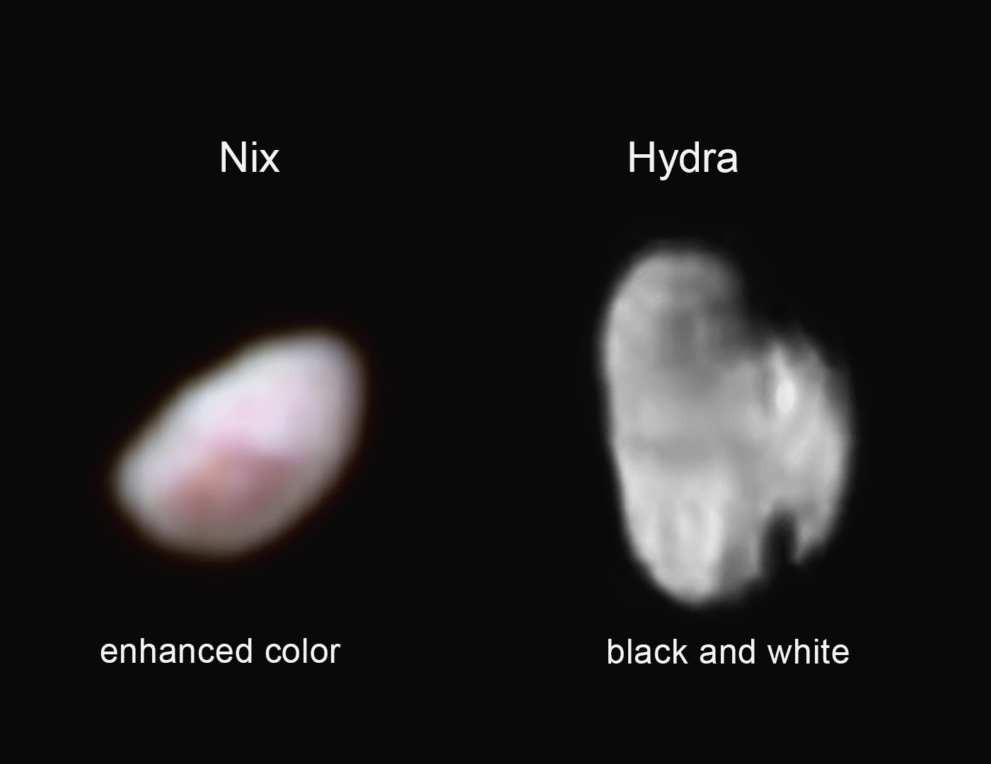 Malé měsíce Pluta Nix a Hydra na snímcích z 14. 7. 2015