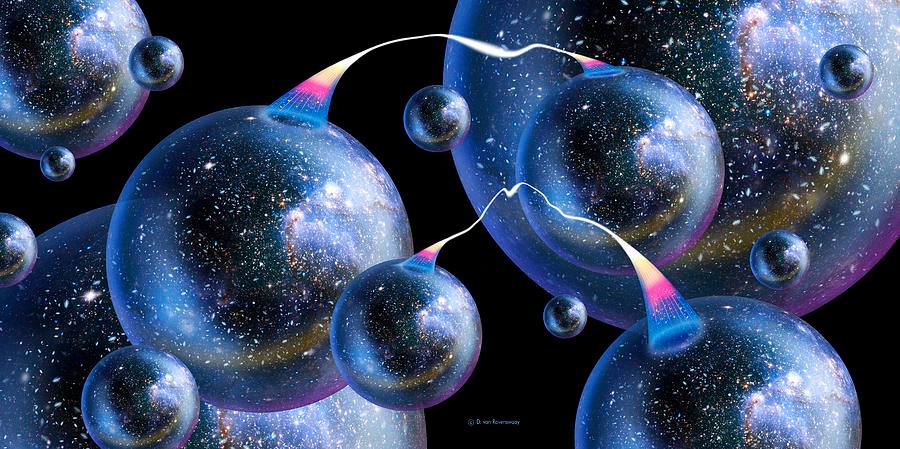 Vzájomne prepojené vesmirý Einstein-Rosenovými mostmi...anebpulzuju v nekonečných smyčkach tvorby bubliniek... (Eduard Boldižár)